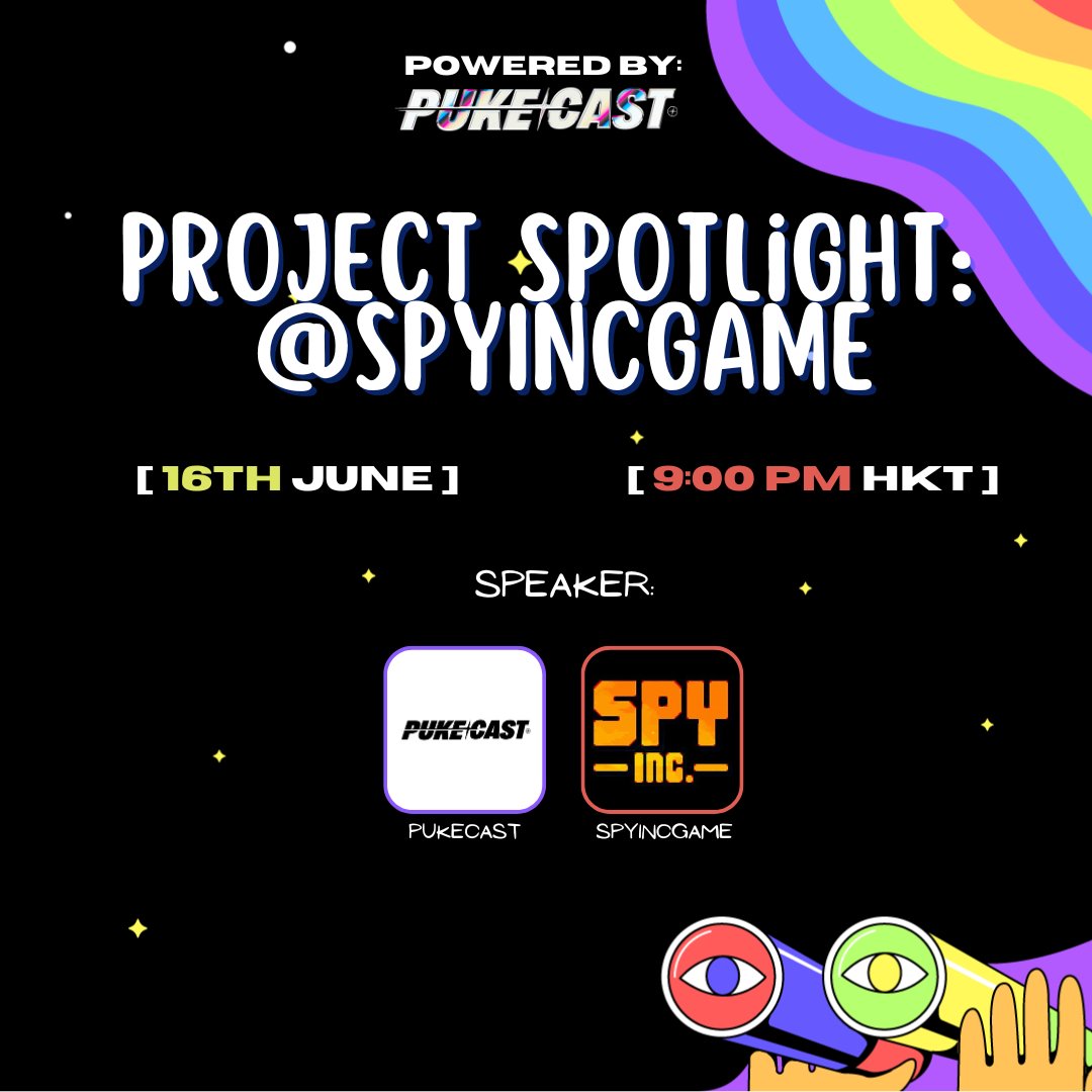 It's time to deep dive into <a href="/SpyIncGame/">Spy Inc.</a>! 

-Hype Risk-to-Earn Game
-TGE for $INC at 6pm UTC.

🗓️16th June
⏲️9:00pm HKT / 9:00am EST 
✅Set Reminder 👇
