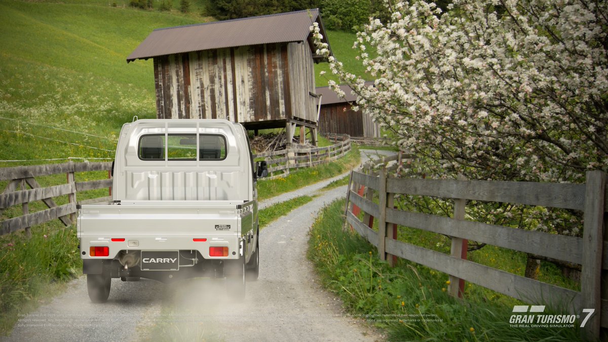 The 2012 Suzuki Carry KC packs big charm in a tiny frame—658cc engine, optional 4WD, A/C, and power steering. Built for Japan’s backroads, now a cult fave on U.S. farms, it's a small truck with big appeal. Cruise the ’12 Suzuki Carry with the free Update 1.59. #GT7