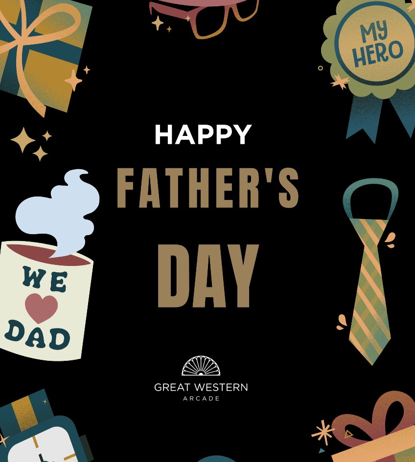 👔 Happy #FathersDay from GWA! Celebrate dad, grandad, or any father figure with us. From bold bites to thoughtful gifts, we've got you covered! 🎁🍴 Pop by and make today special. 🌟 #GreatWesternArcade #SupportLocal #BirminghamEats #HiddenGemsBrum