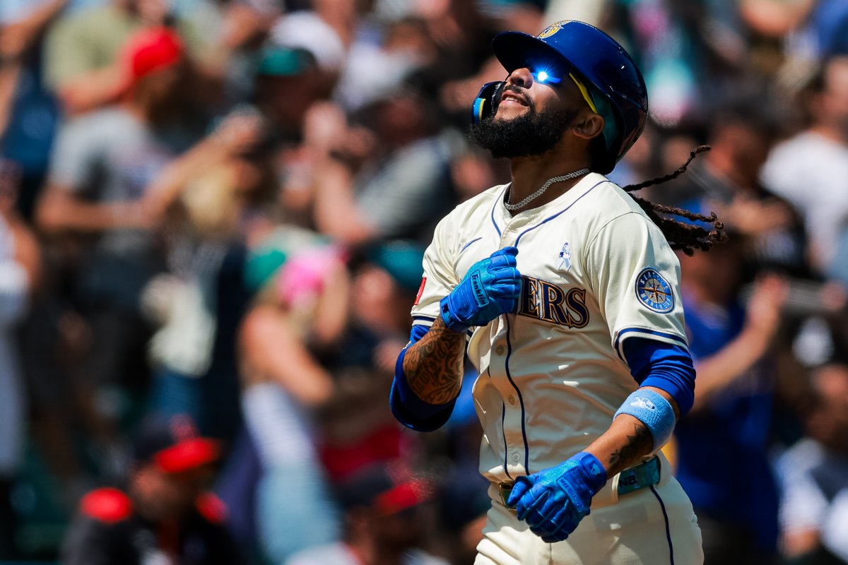 J.P. Crawford #3 of the Seattle Mariners reacts after hitting a grand slam home run during the second inning of a baseball game against the Cleveland Guardians, Sunday, June 15, 2025, in Seattle.

For <a href="/CirclingSports/">Circling Seattle Sports</a> 

#TridentsUp