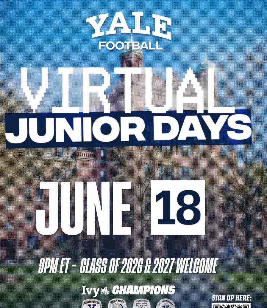 Blessed to have been invited to Yale junior day thank you to Coach Reno and the rest of the staff for believing in me #RollDogs!!! <a href="/CoachRenoYale/">Tony Reno</a>