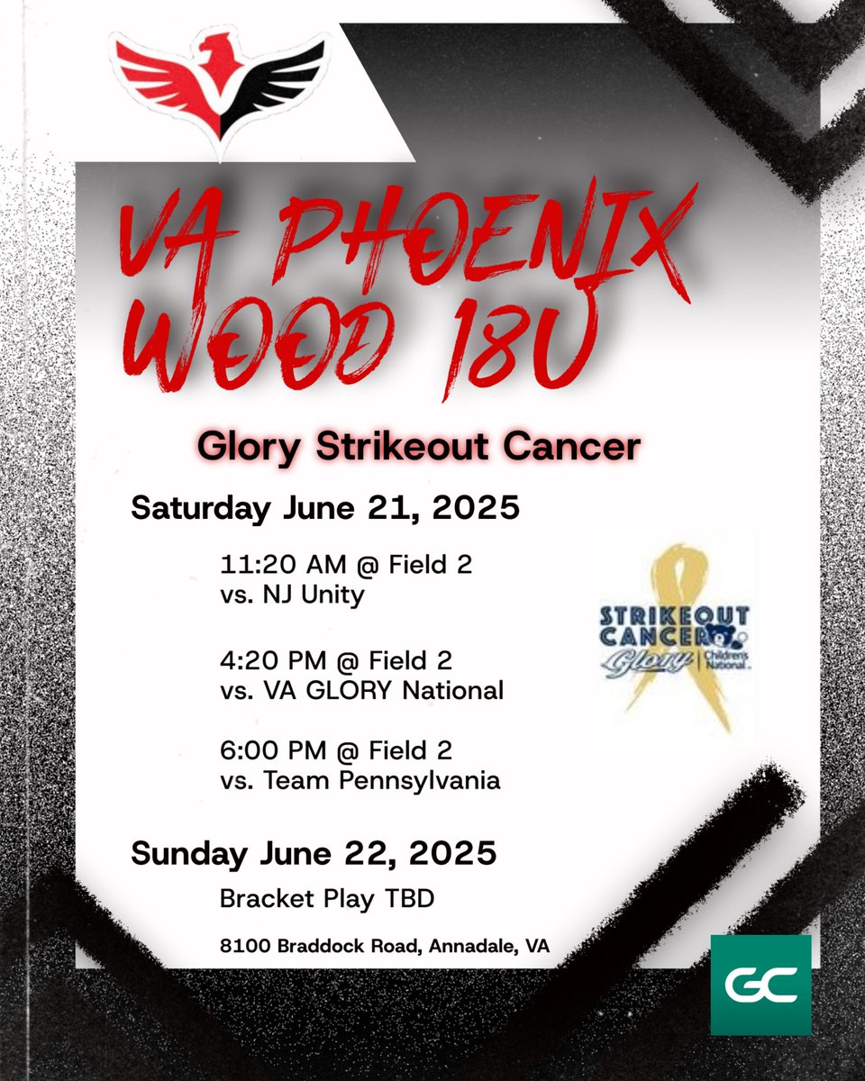 VA Phoenix Wood (@va_phoenix_wood) on Twitter photo Looking forward to bringing out the entire family! Both the 16’s and 18’s will be supporting such a great cause at <a href="/GlorySOC/">Glory Strikeout Cancer Invitational</a> this weekend! ❤️🖤 Looking forward to bringing out the entire family! Both the 16’s and 18’s will be supporting such a great cause at <a href="/GlorySOC/">Glory Strikeout Cancer Invitational</a> this weekend! ❤️🖤