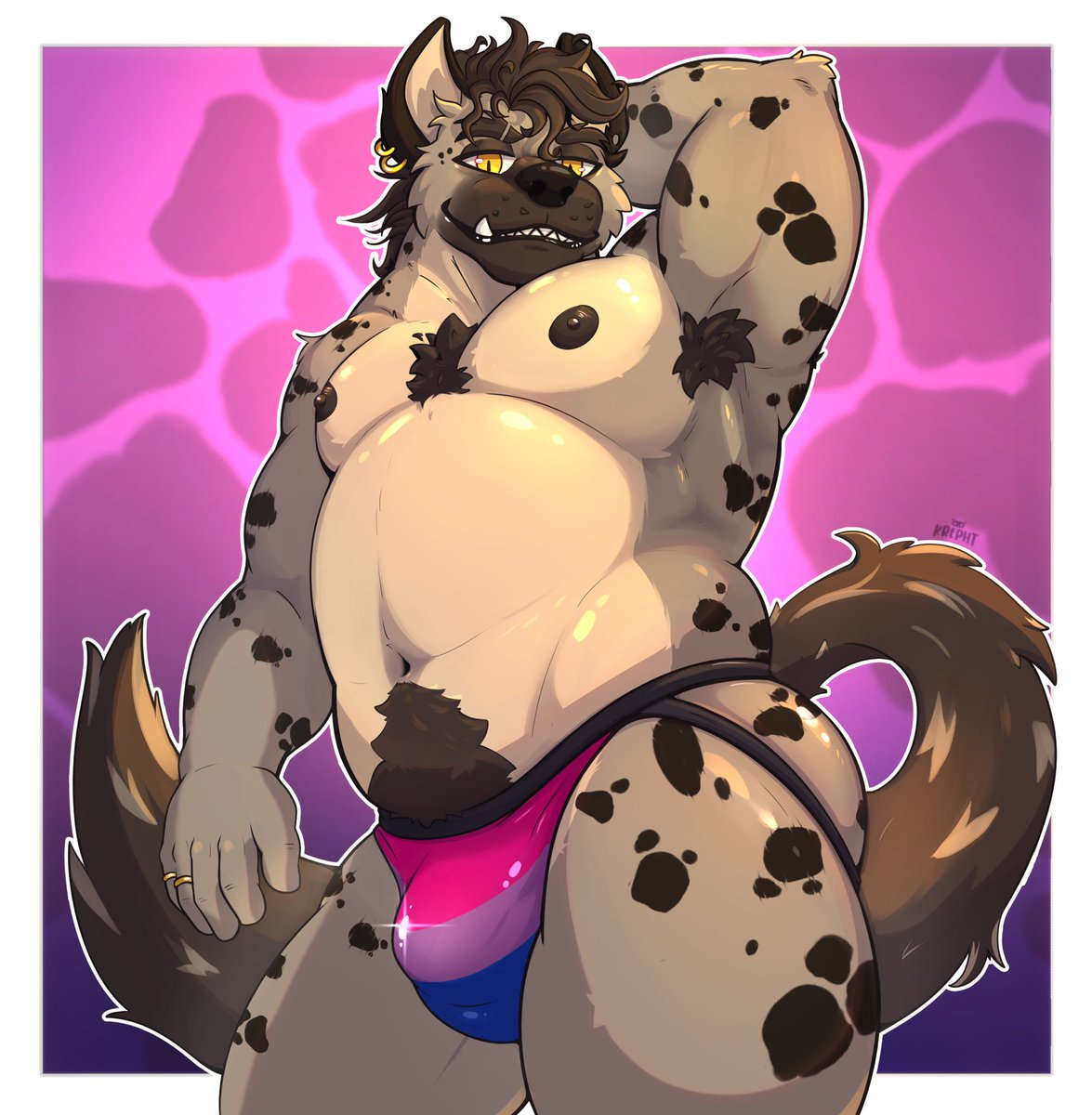 LitrixV's tweet photo. I’m thrilled to show off some incredible pride art of my Gnoll Rhymefang, made by the incredible @Creppes_M! He’ll charm you, he’ll inspire you, and he’ll make sure you’re all fueled up and ready to go~ https://t.co/GTjWtrhPWW