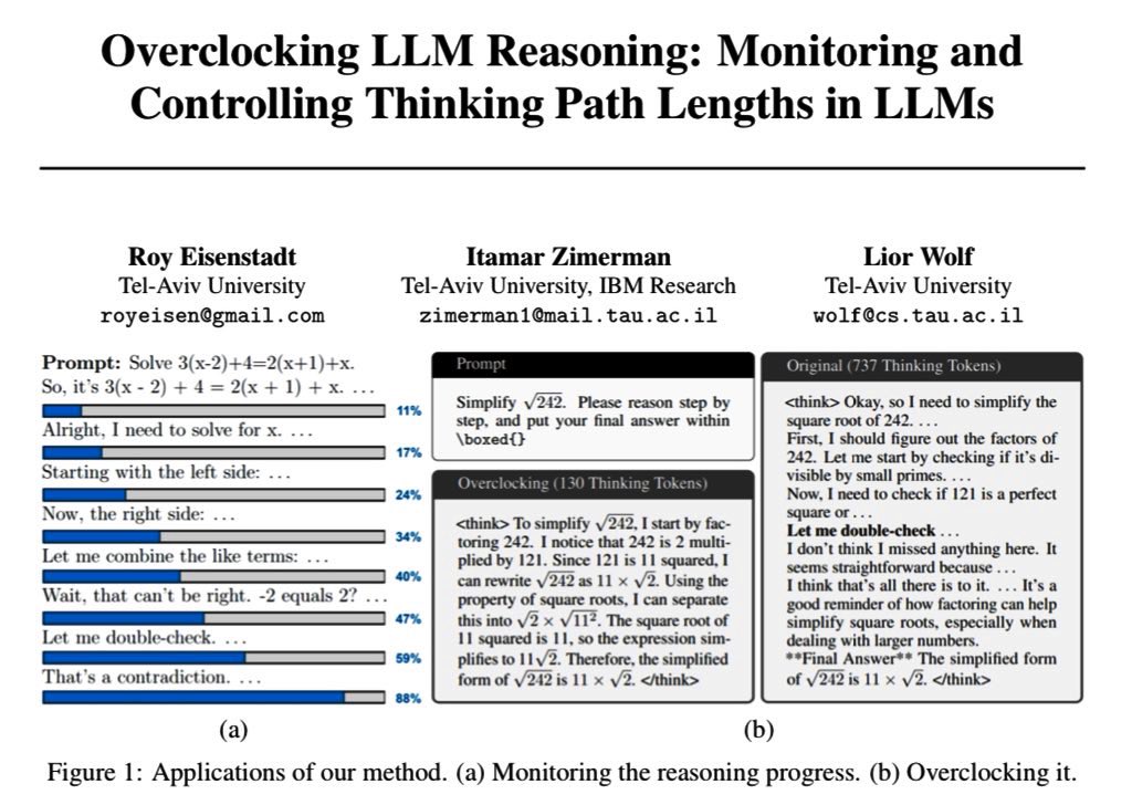 Overclocking LLM Reasoning: Monitoring and Controlling Thinking Path Lengths in LLMs

Introduces a method to monitor and control structured reasoning in LLMs by extracting and manipulating a “thinking progress vector” (TPV) from hidden states.

𝖯𝖠𝖯𝖤𝖱 𝖨𝖭 𝖠𝖫𝖳