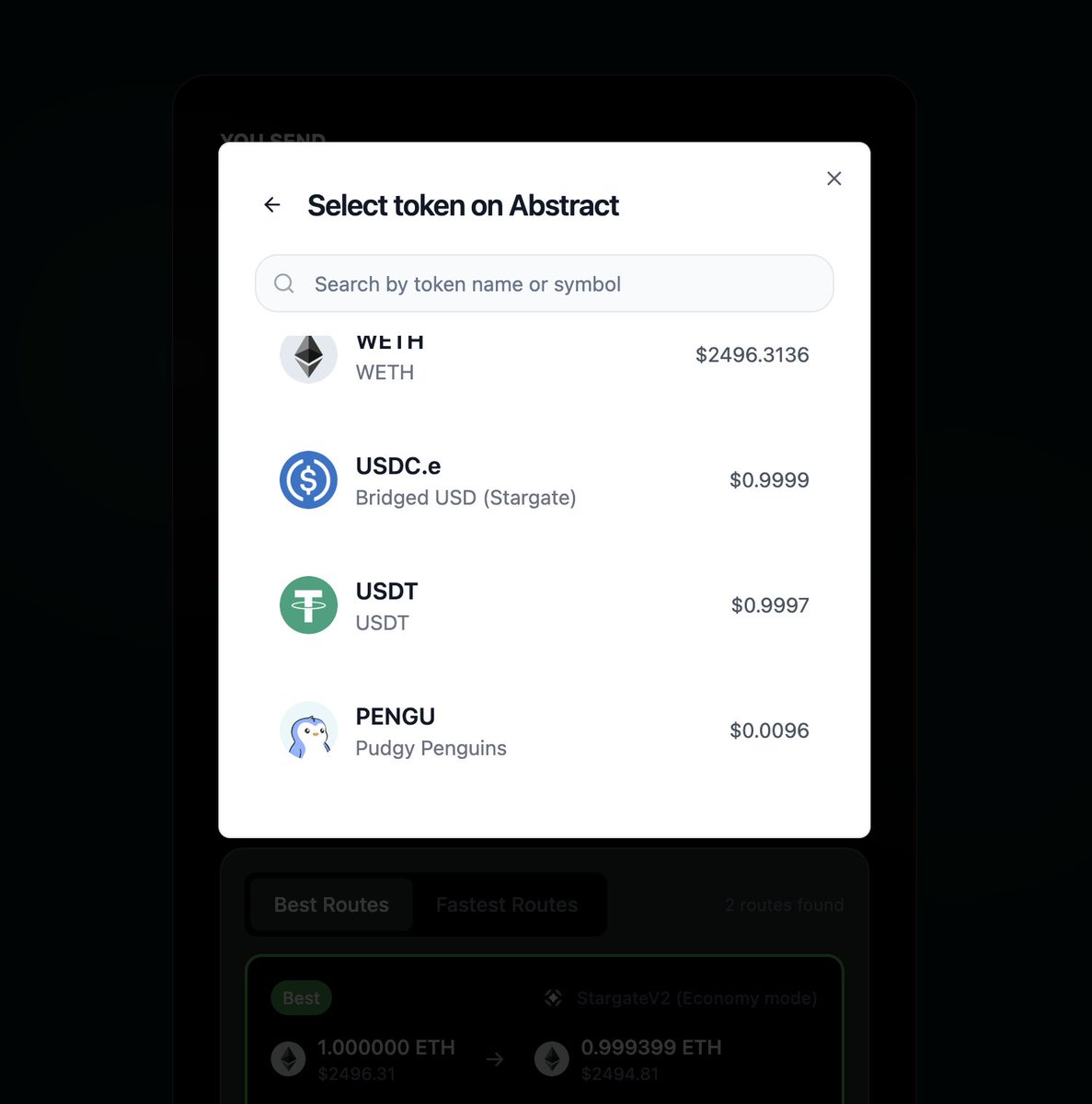 Support for <a href="/AbstractChain/">Abstract</a> is now live on HyperSwap AI! We're starting with major tokens like ETH, USDC, and even <a href="/pudgypenguins/">Pudgy Penguins</a>.

Try it out - swap.hyperswap.ai

HyperSwapAI now supports 6,000+ tokens across 30+ chains, with more launching soon.

BTC and Solana are