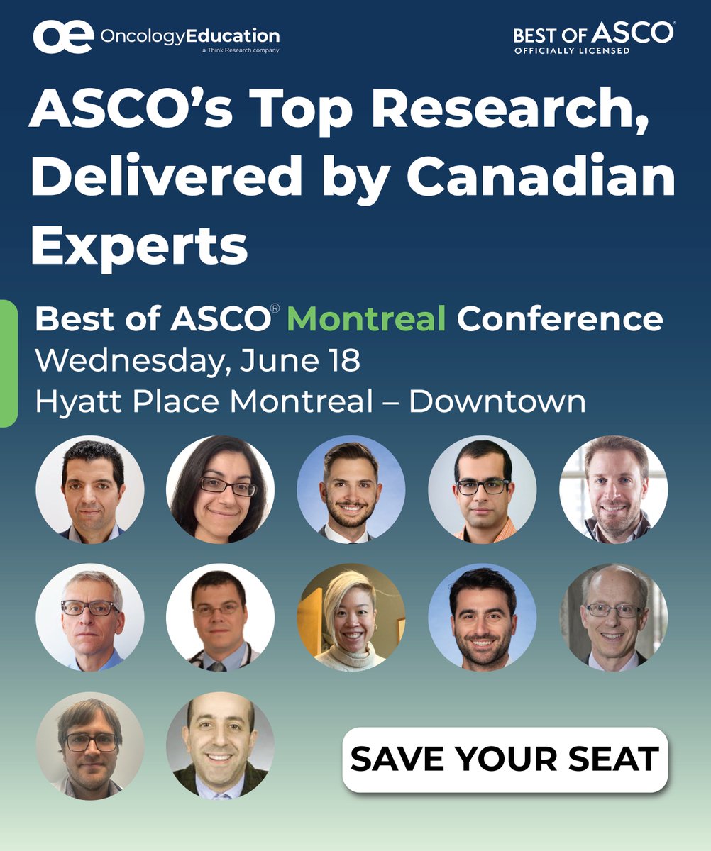 This Wednesday! Join us in Montreal for a full recap of high-impact data and breakthroughs from this year's ASCO. 

🌎 Global evidence, local impact.
🗓️ One day. All the highlights.
🇨🇦 Led by Canadian experts for Canadian practice.

ow.ly/Pacq50W9hP8