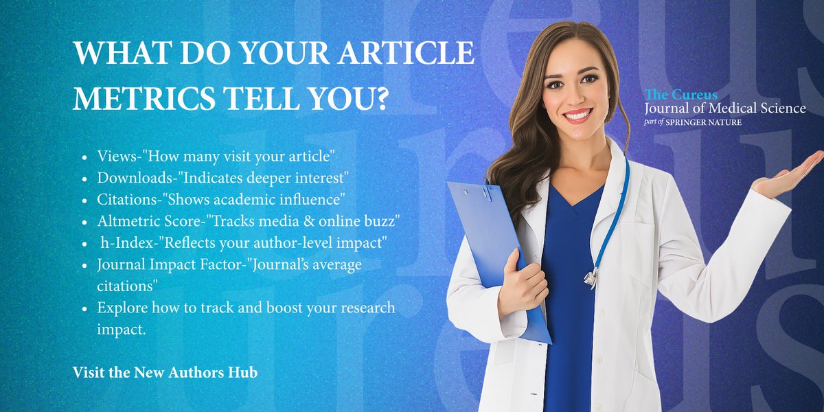 CureusNeuro (@cureusneuro) on Twitter photo Your research deserves visibility and impact.
Views, citations & other metrics help track your reach, credibility & career growth.
Learn how to make the most of them.
Start smarter with the Cureus #NewAuthorsHub today: hubs.la/Q03s7tX00
#Cureus #Altmetrics #Citations Your research deserves visibility and impact.
Views, citations & other metrics help track your reach, credibility & career growth.
Learn how to make the most of them.
Start smarter with the Cureus #NewAuthorsHub today: hubs.la/Q03s7tX00
#Cureus #Altmetrics #Citations
