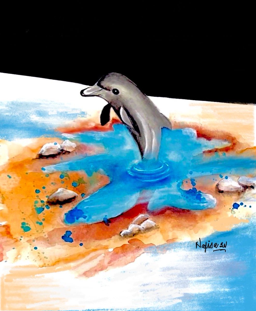 🖌️ 
Half in water, half out..
Good Morning dear friends,
Have a graceful Sunday!!!
#DolphinGrace
#3DArt 
#SelfCreation