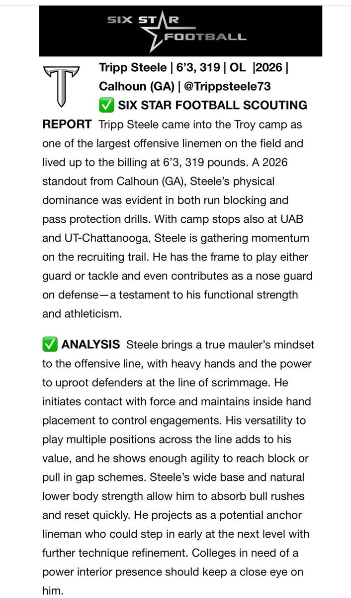 Tripp steele (@trippsteele73) on Twitter photo Thank you to <a href="/sixstarfootball/">Six Star Football | PLUS+</a> for the write up! <a href="/clays24/">Clay Stephenson</a> <a href="/Caleb_Bagley/">Caleb Bagley</a> <a href="/NwGaFootball/">NwGa Football</a> <a href="/CalhounRecruits/">Calhoun Football Recruiting</a> <a href="/dustin_dirt2011/">Dustin Noller</a> <a href="/HunterJolly1/">Hunter Jolly</a> <a href="/CoachMMcCants/">Coach Matt McCants</a> <a href="/Coach_Carbine/">Caleb Carbine</a> <a href="/CoachKevinRevis/">Kevin Revis</a> Thank you to <a href="/sixstarfootball/">Six Star Football | PLUS+</a> for the write up! <a href="/clays24/">Clay Stephenson</a> <a href="/Caleb_Bagley/">Caleb Bagley</a> <a href="/NwGaFootball/">NwGa Football</a> <a href="/CalhounRecruits/">Calhoun Football Recruiting</a> <a href="/dustin_dirt2011/">Dustin Noller</a> <a href="/HunterJolly1/">Hunter Jolly</a> <a href="/CoachMMcCants/">Coach Matt McCants</a> <a href="/Coach_Carbine/">Caleb Carbine</a> <a href="/CoachKevinRevis/">Kevin Revis</a>