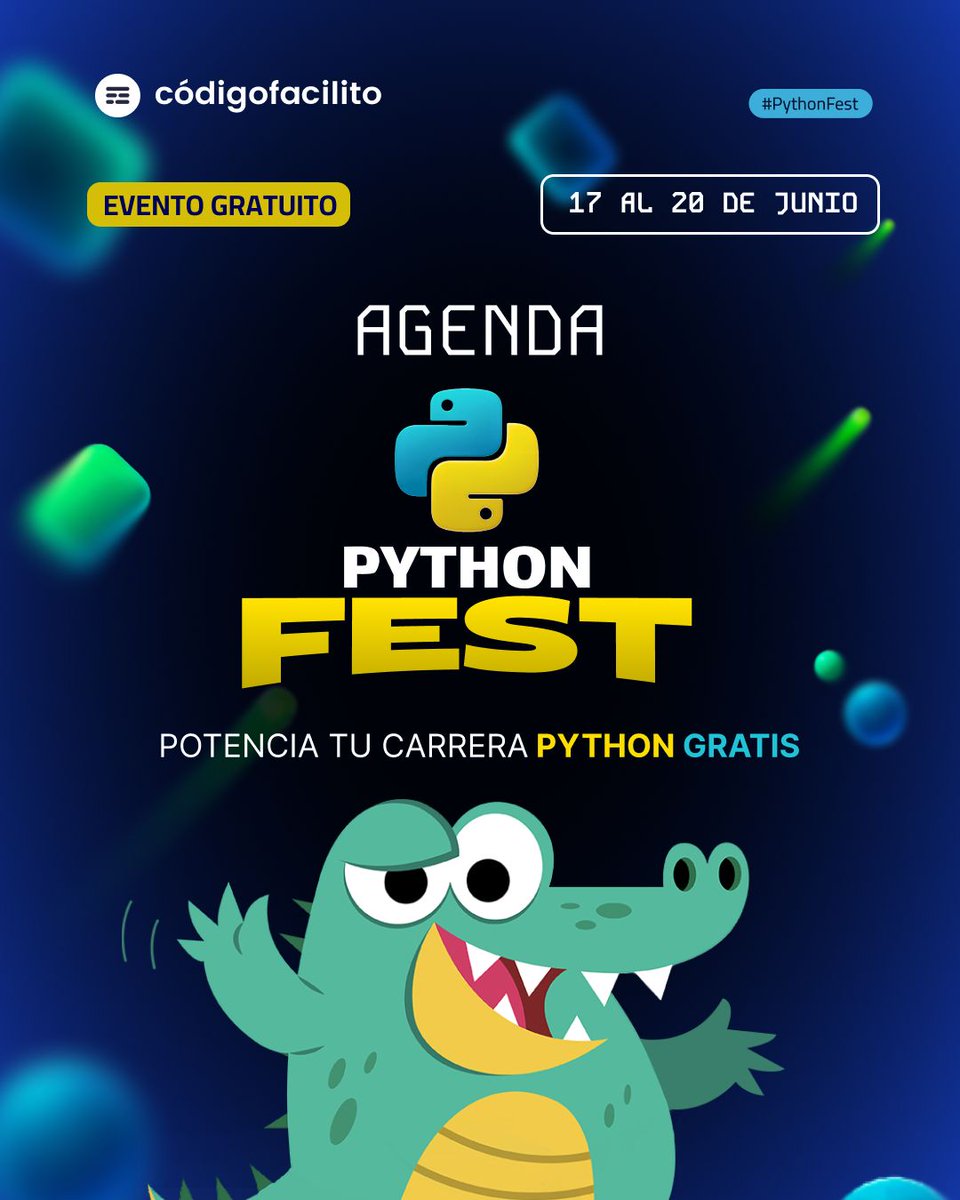 codigofacilito's tweet image. 🐍✨ ¡Faltan solo 2 días para el arranque del #PythonFest! codigofacilito.com/python
Prepárate para un día dedicado a los Fundamentos de Python. 
100% gratuito y en línea