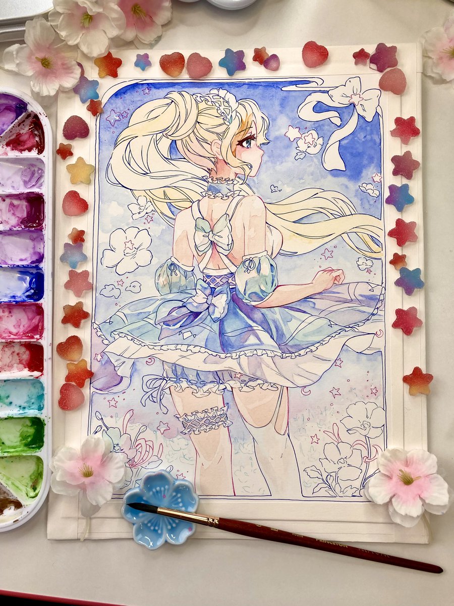 oakteaparty's tweet image. Wip, windflower wishies 💙✨
Live now painting in watercolor! 💖💕
🎉 twitch.tv/OakteaParty 💫