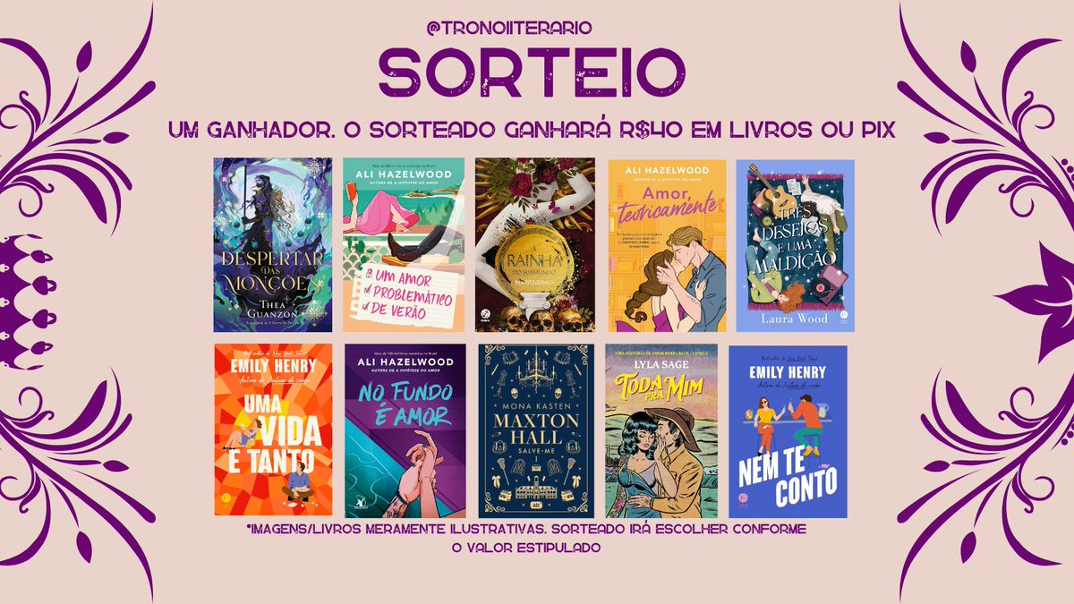 Trono literário (@tronoiiterario) on Twitter photo 💜 Sorteio💜
✨ R$40 em livros da wishlist ou p1x ✨
Regras:
📚Seguir <a href="/tronoIiterario/">Trono literário</a>
📌 RT e FAV no tweet FIXADO (atual)
🔄 RT nesse tweet (sem citar)
💬 Comente o livro desejado OU marque um amig
🫶 Sorteio dia 30/6 💜 Sorteio💜
✨ R$40 em livros da wishlist ou p1x ✨
Regras:
📚Seguir <a href="/tronoIiterario/">Trono literário</a>
📌 RT e FAV no tweet FIXADO (atual)
🔄 RT nesse tweet (sem citar)
💬 Comente o livro desejado OU marque um amig
🫶 Sorteio dia 30/6