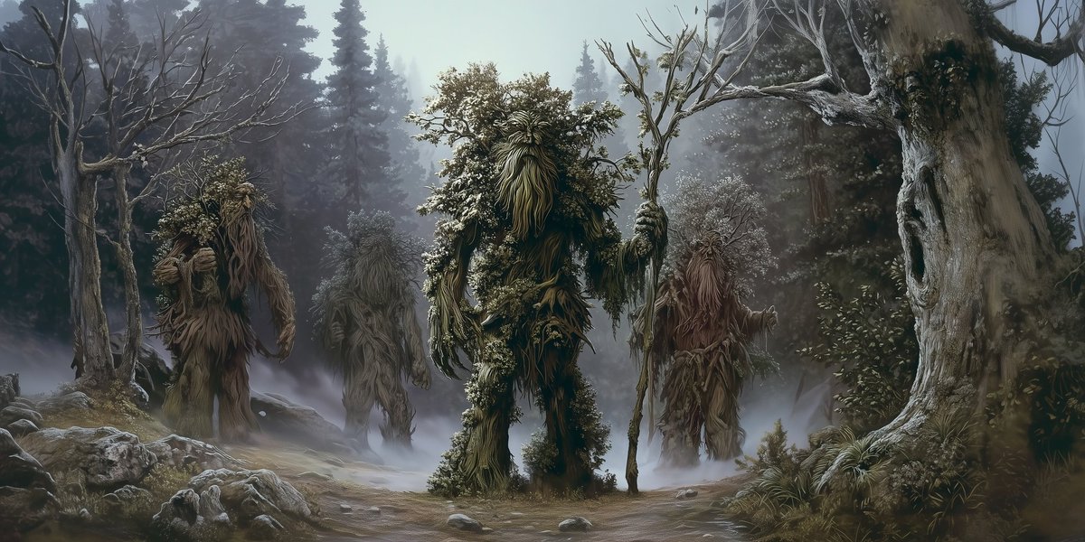 Ents in the First Era roamed all over Beleriand. From the Green Elves of Ossiriand they learned speech. #midjourney #fantasy #digitalart #midjourneyV7  #lotr #hobbit #tolkien #aiart #aiartcommunity #thehobbit #tolkienart #silmarillion #thesilmarillion