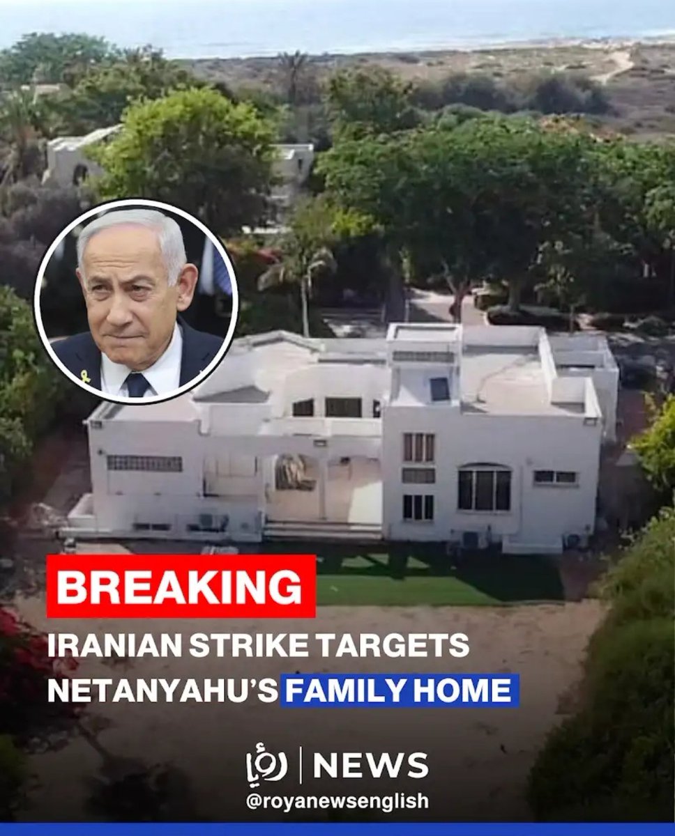 shsajib's tweet image. Iranian strike targets Netanyahu’s family home
'Israeli' media report that Iranian missile attacks targeted the electricity station in Hadera and the residence of Prime Minister #Netanyahu’s family in the town of Caesarea.
#Israel #IsraeliranWar