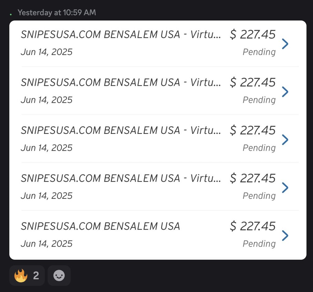 Anything that drops on Snipes, like these Ferrari 14s, is easy for members to get thanks to our queue bypass links.  

This is just one example of the many exploits we have that allow members to have a competitive edge.