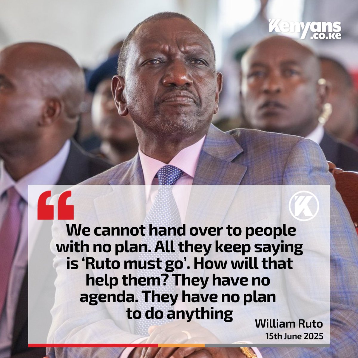 Uhuru handed over power to a thief he new so well. We didn't believe it when he told us about mdomo tamtam. 
Samoei now is not ready to vacate the sit. 
Tutakung'oa tu Mr. Wantam