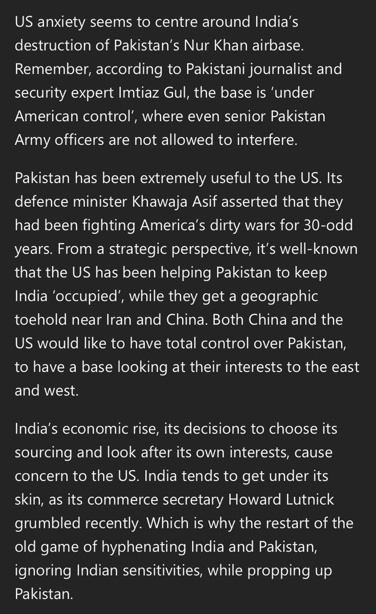 Surya Kanegaonkar (@suryakane) on Twitter photo In this article, former R&AW chief <a href="/Vikram_Sood/">Vikram Sood</a> lucidly details the mutually beneficial US-Pakistan relationship and its implications for India. A confluence of old and new strategic and commercial interests of the two allies continue to pose a security challenge for New Delhi. In this article, former R&AW chief <a href="/Vikram_Sood/">Vikram Sood</a> lucidly details the mutually beneficial US-Pakistan relationship and its implications for India. A confluence of old and new strategic and commercial interests of the two allies continue to pose a security challenge for New Delhi.