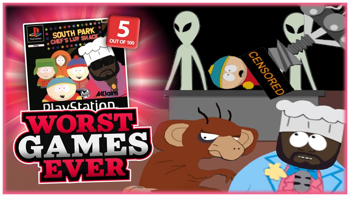 WorstGamesInc's tweet image. NEW EPISODE ALERT!

Worst Games Ever - South Park: Chef's Luv Shack
I'm goin' down to South Park. Gonna have myself an absolutely bloody horrendous time.

LINK: youtu.be/Tyh9wlXPs0Q
