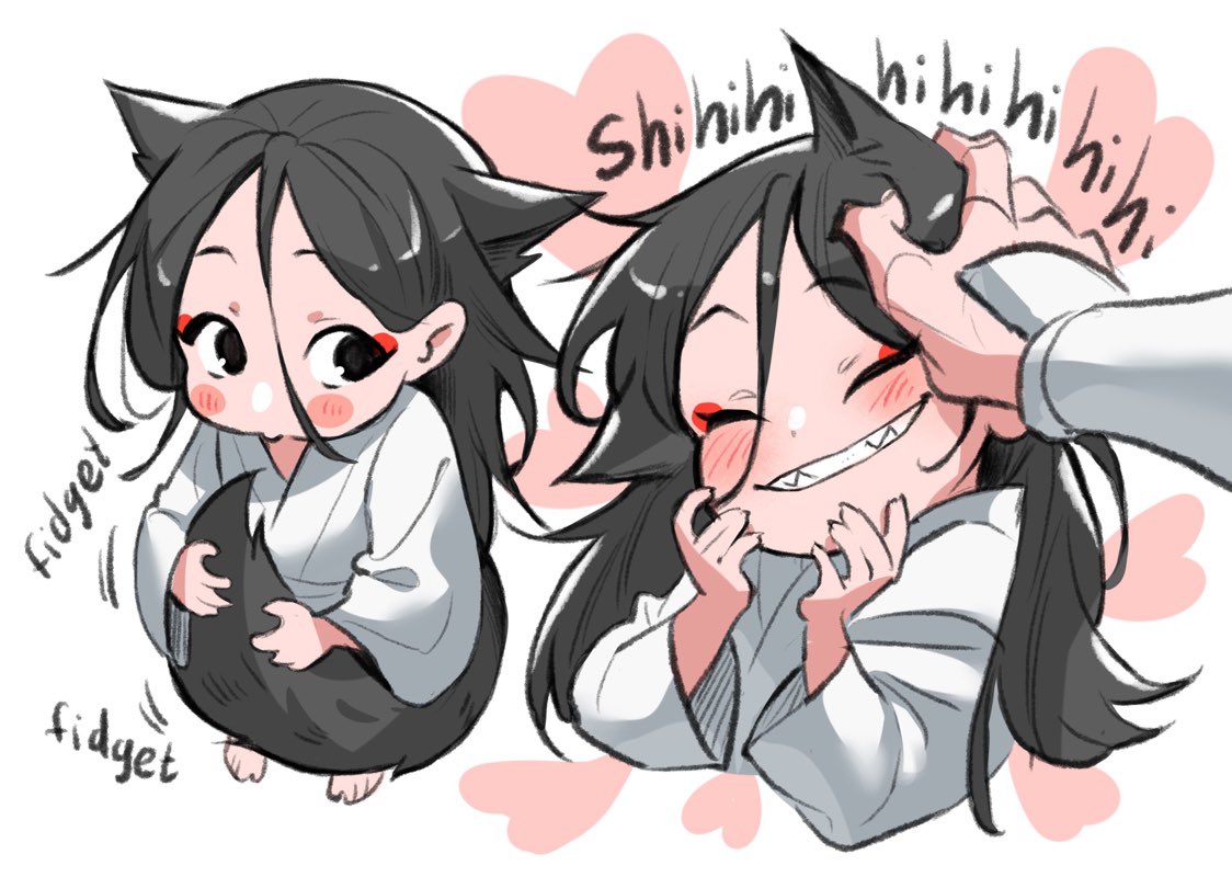 miyuliart's tweet image. Baby kitsune asking for pets and doing the fox giggles 🦊