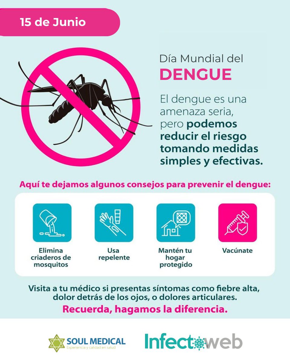 🌍 Unámonos por un #DíaMundialDelDengue 🦟
Profesionales, pacientes y defensores ya alzan la voz para reducir su impacto global.
📊 En 2025 van 1.254 casos confirmados en Colombia (SE16). ¡Actuemos ya!

#UnidosContraElDengue #Dengue