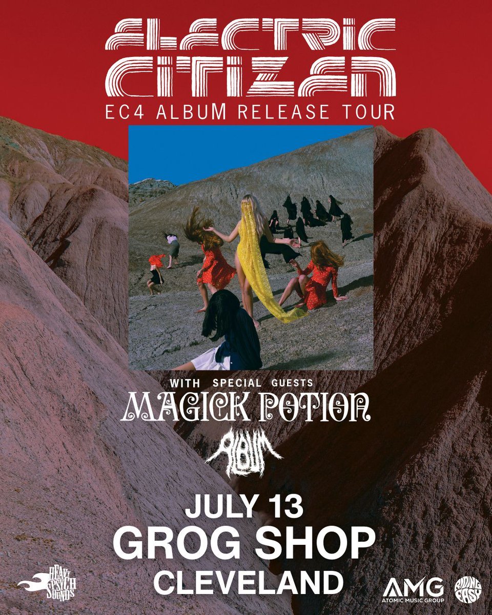 Back after 7 years, the hype is real for retro-rock Cincinnati icons Electric Citizen. Rock on with show-stopping acts Magick Potion &amp; ALBUM on Sunday, July 13. Tickets are available NOW below. Be there or be square. 
🎫:grogshop.gs/tm-event/elect…