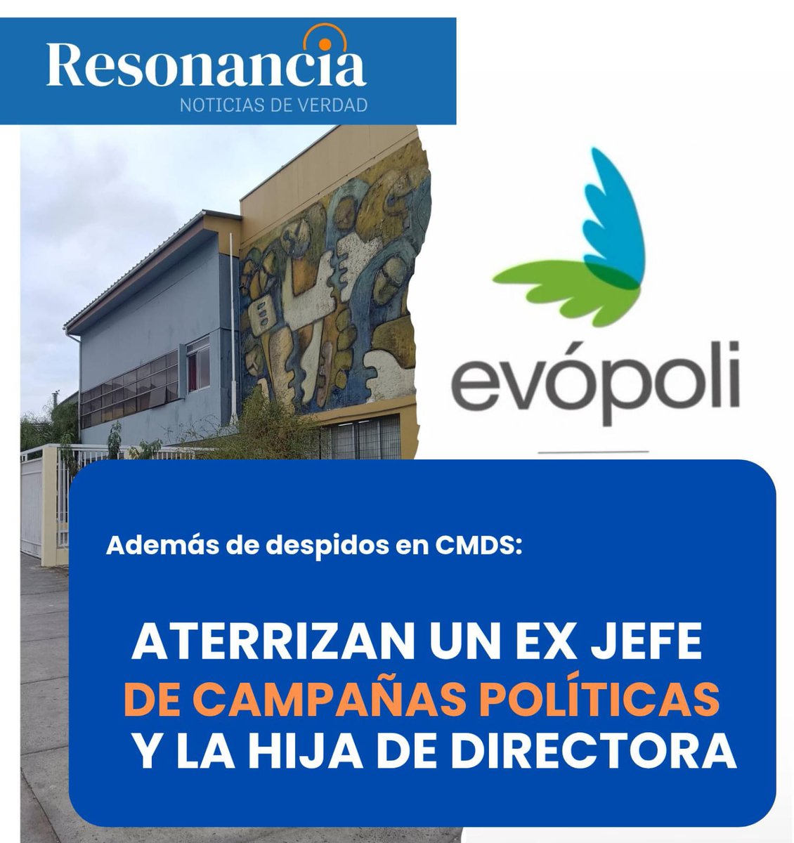 Resonanciadiari's tweet image. #CMDS/Ex jefe de campañas políticas (Evópoli) e hija de directora aterrizan en la Corporación Municipal de Desarrollo Social de #Antofagasta. 
A los arribos, se sumaron dos desvinculaciones esta semana. Hubo críticas desde el sindicato y analistas. Lea 👇🏻
resonanciadiario.cl/2025/06/15/ade…