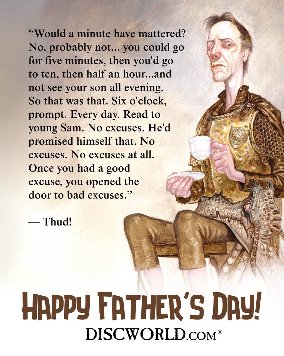 Discworld_com's tweet image. Happy #FathersDay to all the great dads and to the ones that remain in our hearts and memories. ✨
"Would a minute have mattered? No, probably not, although his young son appeared to have a very accurate internal clock. Possibly even two minutes would be okay. Three minutes,…