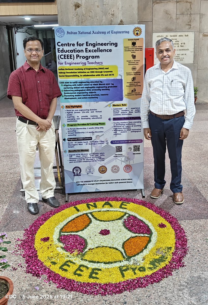 Deepankar Choudhury@IITB (@dc_iitb) on Twitter photo CEEE program by <a href="/inaehq1/">INAE</a>, <a href="/AICTE_INDIA/">AICTE</a>, 5-old IITs <a href="/iitbombay/">IIT Bombay</a>, <a href="/iitkharagpur/">iit kharagpur</a>, <a href="/iitdelhi/">IIT Delhi</a>, <a href="/iitmadras/">IIT Madras</a>, <a href="/IITKanpur/">IIT Kanpur</a> with fund from <a href="/Infosys/">Infosys</a> inaugurated on 05/06/2025 by Chief Guest <a href="/Infosys_nmurthy/">Narayana Murthy</a> at IITD. Working as Domain Coordinator for Civil & Env. Engg to train college teachers CEEE program by <a href="/inaehq1/">INAE</a>, <a href="/AICTE_INDIA/">AICTE</a>, 5-old IITs <a href="/iitbombay/">IIT Bombay</a>, <a href="/iitkharagpur/">iit kharagpur</a>, <a href="/iitdelhi/">IIT Delhi</a>, <a href="/iitmadras/">IIT Madras</a>, <a href="/IITKanpur/">IIT Kanpur</a> with fund from <a href="/Infosys/">Infosys</a> inaugurated on 05/06/2025 by Chief Guest <a href="/Infosys_nmurthy/">Narayana Murthy</a> at IITD. Working as Domain Coordinator for Civil & Env. Engg to train college teachers