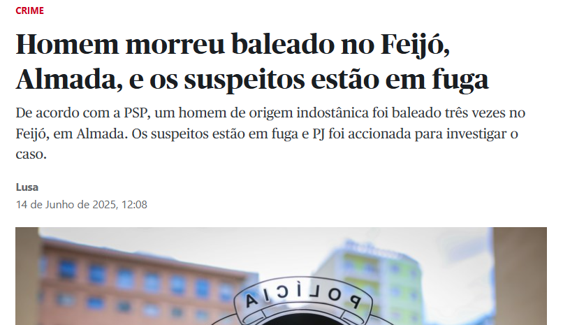 Um homem foi baleado à frente da família. Veio para Portugal à procura de segurança e encontrou ódio, Racismo,xenofobia e violência armada isto  é o retrato de um país a falhar. 
Isto foi um crime de ódio. O ódio não nasce do nada  cultiva-se, repete-se, normaliza-se. E mata.