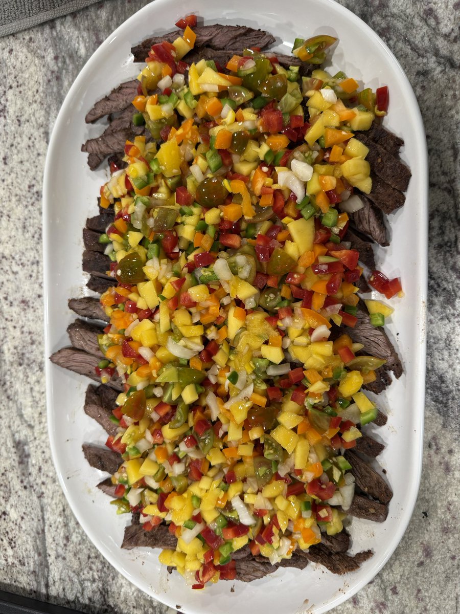 TapRootsFood's tweet image. Time to feast! Bavette turned Skirt with a Aji limon, mango and pickled onion based salsa!