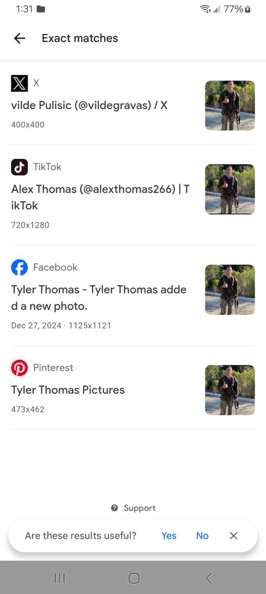 Miss Lily (@mlilyjo) on Twitter photo FAKE MILITARY- STOLEN VALOR 🔥
<a href="/tyms912/">tyler_thomas</a>
Reported as Spam
Using stolen photos, and hitting on older ladies in DMs.
In other words, a Romance Scammer, and one of the lowest forms of scum on earth. FAKE MILITARY- STOLEN VALOR 🔥
<a href="/tyms912/">tyler_thomas</a>
Reported as Spam
Using stolen photos, and hitting on older ladies in DMs.
In other words, a Romance Scammer, and one of the lowest forms of scum on earth.