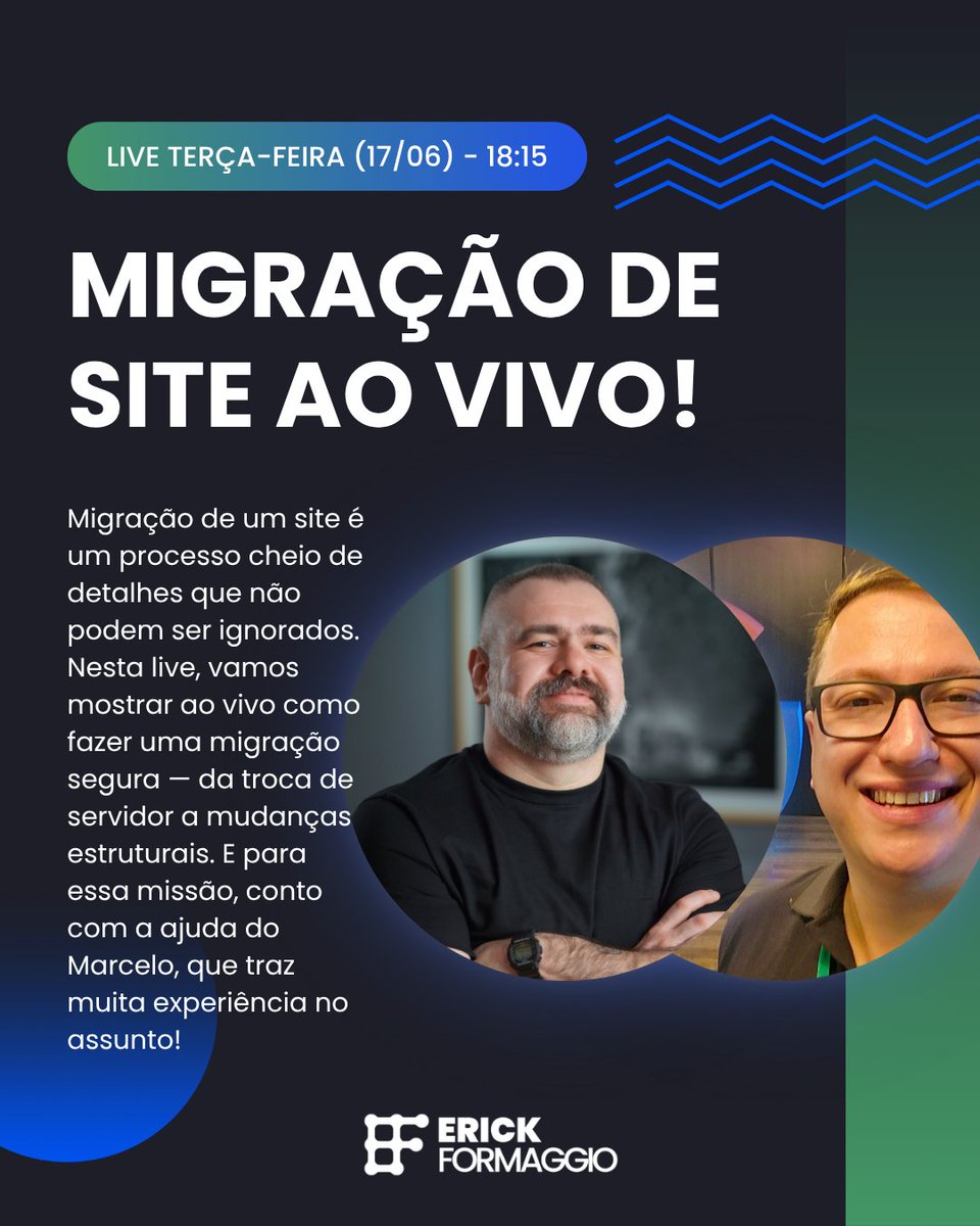 Terça-feira tem live diferente! Vou mostrar, ao vivo, como acontece uma migração de site — etapa por etapa. Com a ajuda do Marcelo, que vai migrar o site na prática, explicaremos tudo na live! #SEO #redirect youtube.com/watch?v=D8fPbV…