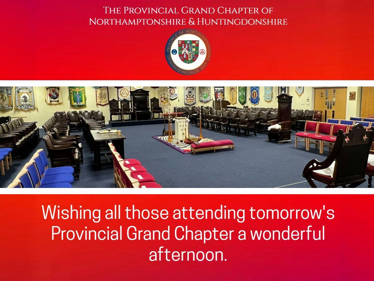 NorthantsHuntsMasons (@nhmasons) on Twitter photo Tomorrow we look forward to welcoming all those attending Provincial Grand Chapter and would like to congratulate all those receiving their preferments. 🤝
<a href="/UGLE_GrandLodge/">United Grand Lodge of England</a> Tomorrow we look forward to welcoming all those attending Provincial Grand Chapter and would like to congratulate all those receiving their preferments. 🤝
<a href="/UGLE_GrandLodge/">United Grand Lodge of England</a>