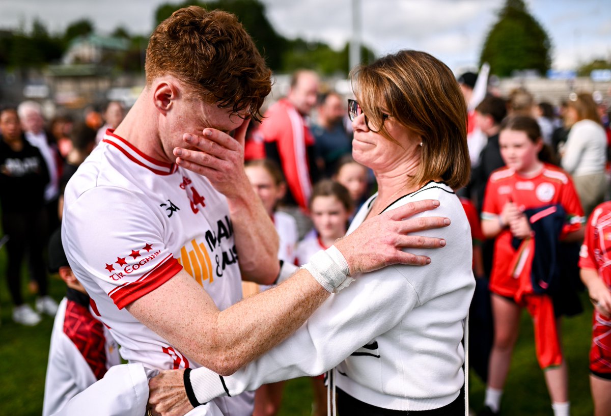 An emotional Conor Meyler with his mother Paula after today's game. Conor played for Tyrone in the first time in 23 months after recovering from long-term injury. It's good to see you back, Conor.