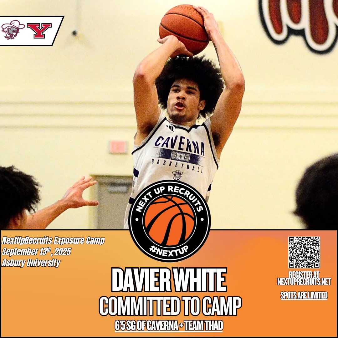 NextUpRecruits (@nextuprecruits) on Twitter photo 2027 - 6’5 SG Davier White (<a href="/DavierWhite/">Davier White</a>) of Caverna (KY) / <a href="/TeamThadNation/">Team Thad Nation</a> has registered for our Exposure Camp at Asbury U on September 13th.
White is currently the #1 ranked 2027 in KY. Offers from EKU + Youngstown State.
Register here: nextuprecruits.sportngin.com/register/form/… 2027 - 6’5 SG Davier White (<a href="/DavierWhite/">Davier White</a>) of Caverna (KY) / <a href="/TeamThadNation/">Team Thad Nation</a> has registered for our Exposure Camp at Asbury U on September 13th.
White is currently the #1 ranked 2027 in KY. Offers from EKU + Youngstown State.
Register here: nextuprecruits.sportngin.com/register/form/…