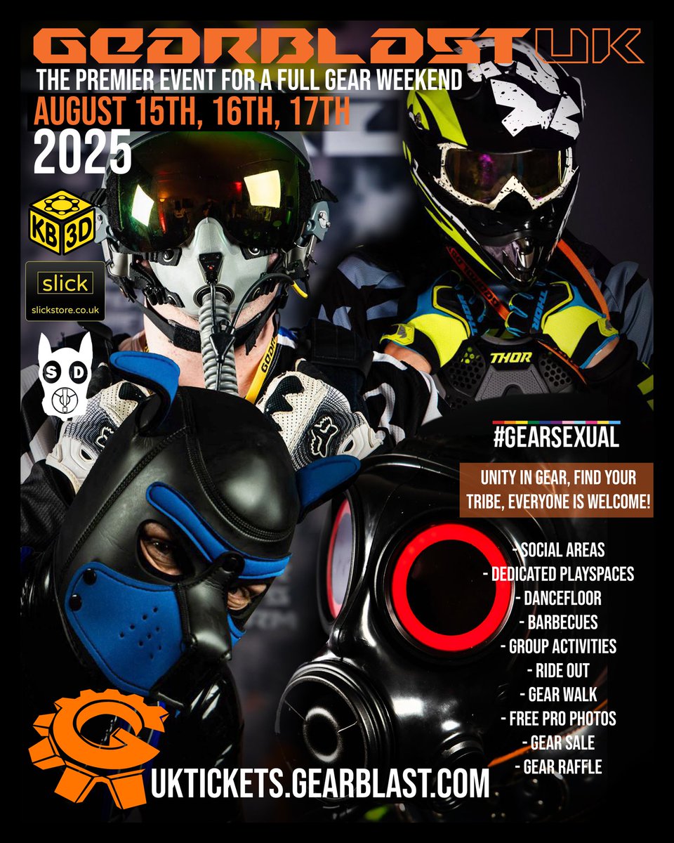 2 months to go! 

August 15/16/17 2025

Unity in gear
Find your tribe
Everyone is welcome

Get your tickets here! uktickets.gearblast.com #GBUK25 #GearSexual