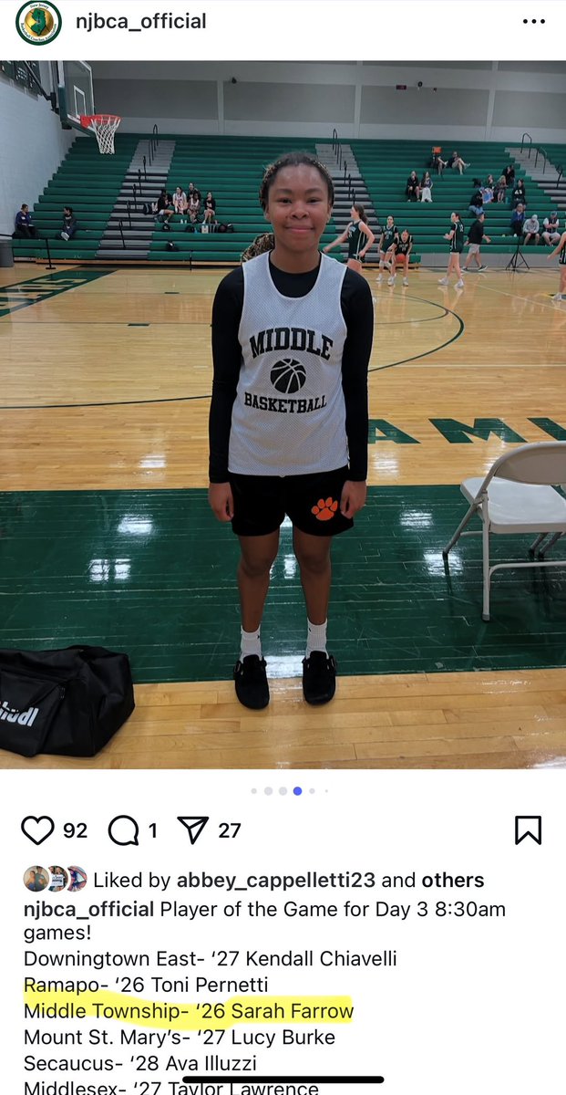 Soldiers 2026 Sarah Farrow getting earned recognition at the NJBCA Live!  Way to GO!!! ❤️🤍💙