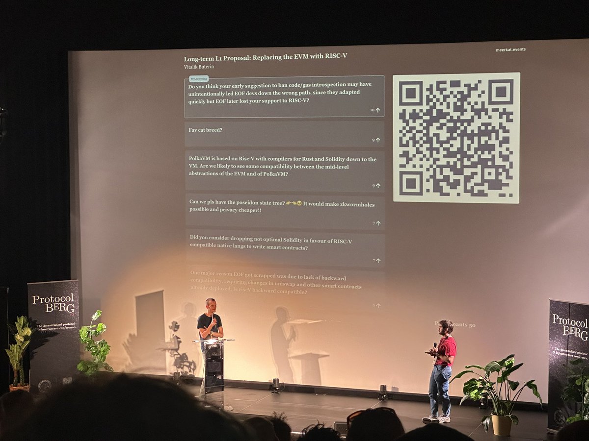 Loved organizing ProtocolBerg v2 June 12/13! Humble contribution next to everyone on this list. Thank you all 

Q &amp; A from the RISC-V proposal talk:
meerkat.events/e/GGTZDH/qa

ProtocolBerg talks are recorded via Streameth