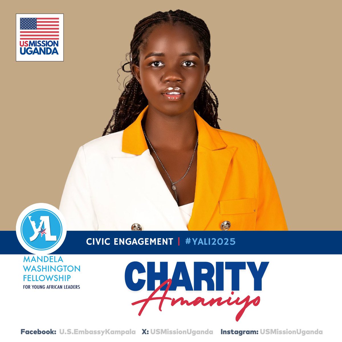 U.S. Mission Uganda (@usmissionuganda) on Twitter photo Get to know our 2025 🇺🇬 Mandela Washington Fellows!
Charity Amaniyo (<a href="/charity_amaniyo/">Amaniyo Charity</a>) is a land economist currently serving as the Land Officer in Terego District. She is also the Director of Power Sisters Foundation, a community-based organization empowering underserved Get to know our 2025 🇺🇬 Mandela Washington Fellows!
Charity Amaniyo (<a href="/charity_amaniyo/">Amaniyo Charity</a>) is a land economist currently serving as the Land Officer in Terego District. She is also the Director of Power Sisters Foundation, a community-based organization empowering underserved