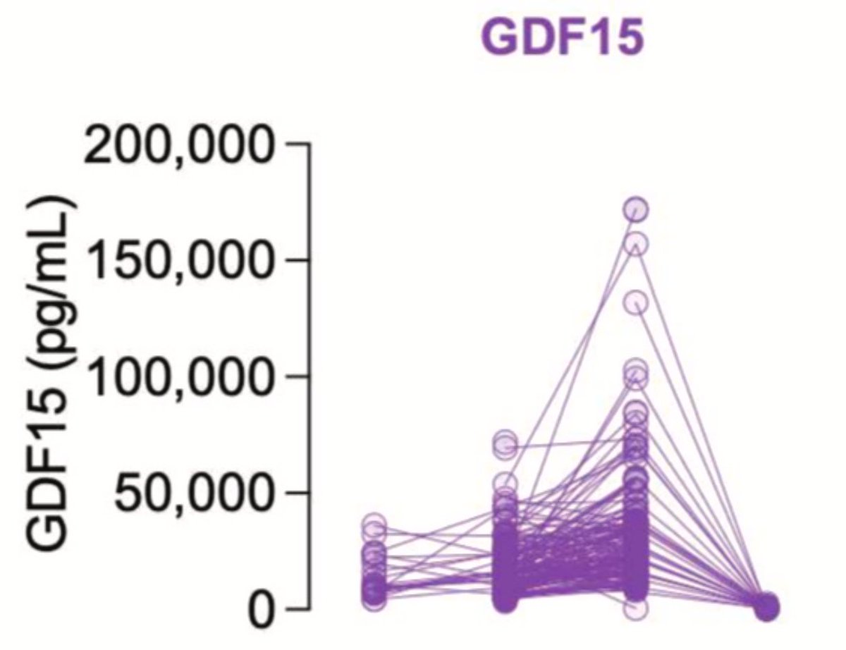 Growing and carrying a new human being costs energy and results in one of the most impressive elevation of any circulating cytokine across pregnancy

The energetic stress marker GDF15 increases by &gt;1,000-fold (100,000%) in many women

GDF15 is produced by the placenta