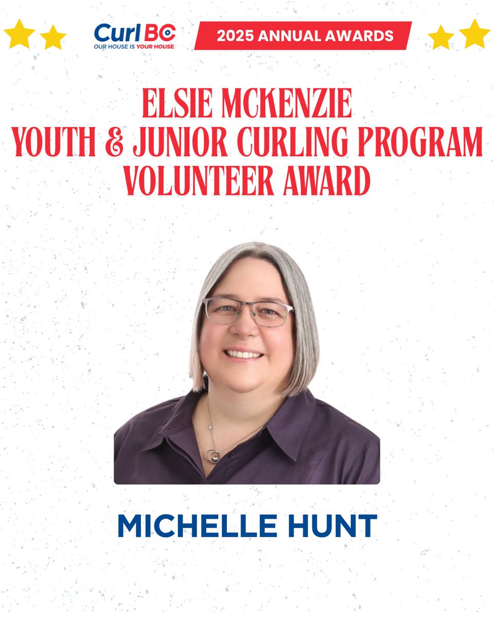 🌟 Thank you for your contributions, Michelle!

2024/25 Elsie McKenzie Youth &amp; Junior Curling Program Volunteer Award Winner: Michelle Hunt

#CurlBCAwards2025