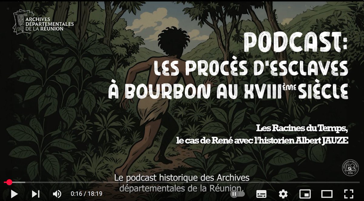 🎧 À découvrir : le 1er épisode du podcast Les Racines du Temps, réalisé pour les #Archives974.
Il retrace le procès du jeune esclave René à Bourbon.
Un travail remarquable de transmission porté par des collègues investis.
👉 À écouter ici : youtu.be/AFAbcP5Rb1M?si…