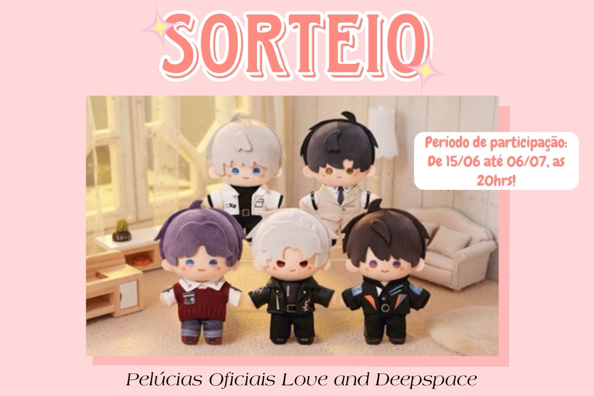 riziee_latt's tweet photo. ◟✿ Alerta de Sorteio‼️

— Valendo 1 pelúcia oficial de Love and Deepspace de preferência do vencedor!

— Para participar, basta me seguir (@bluee_ri)
— RT e Like nesse post;
— Ter atual residência no Brasil

⁀➴ Vencedor será anunciado dia 06/07

Boa sorte! (⁠≧⁠▽⁠≦⁠)/ https://t.co/d3cLx3M3M8