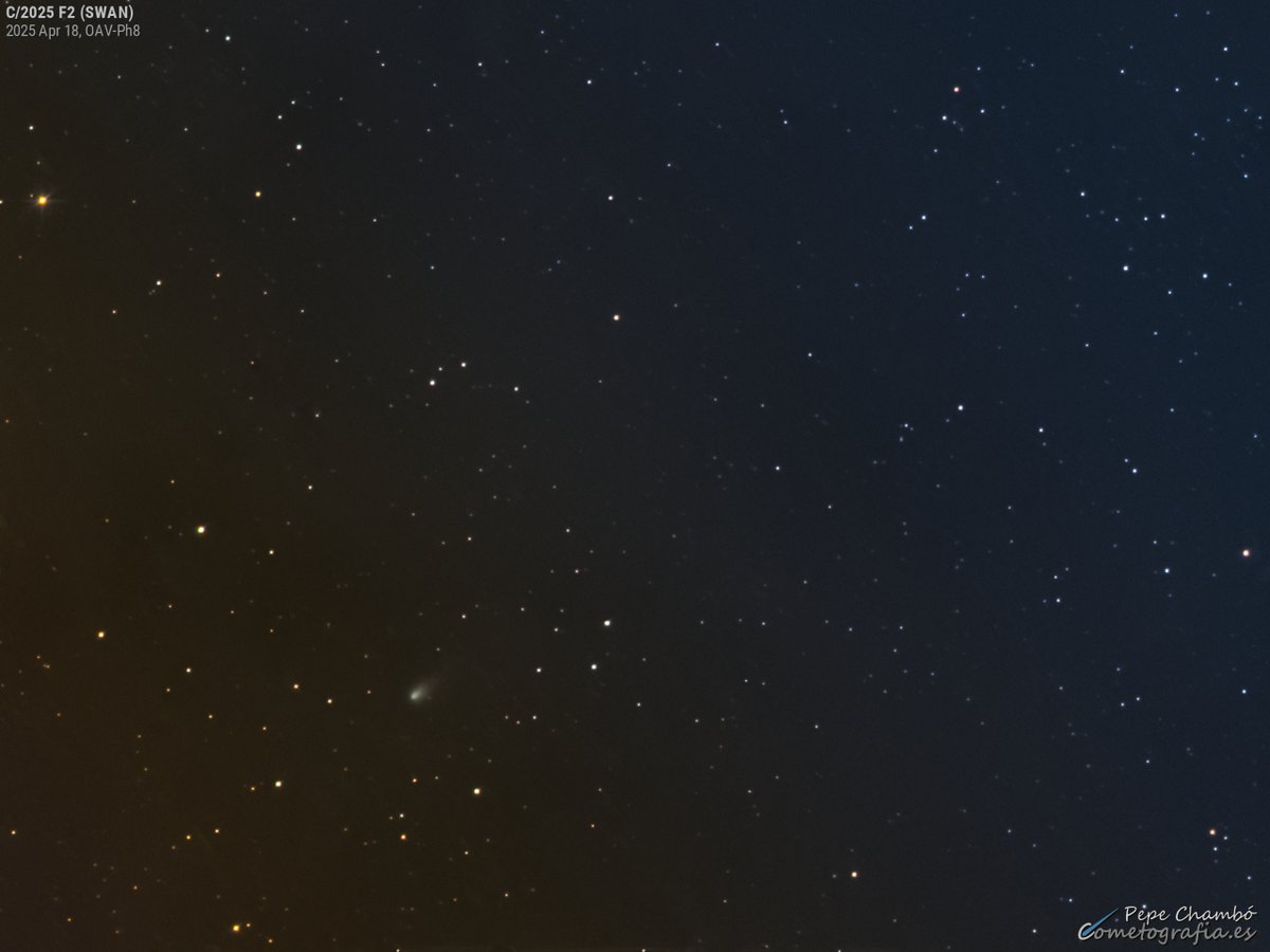 PepeChambo's tweet image. Así se despidió el cometa C/2025 F2 (SWAN): esta fue mi última imagen al amanecer del 18 de abril, apenas asomando sobre el horizonte mientras su núcleo se desintegraba y su cola se desvanecía. Un final espectacular para este visitante fugaz☄️
ℹ ️cometografia.es/2025f2-swan-20…