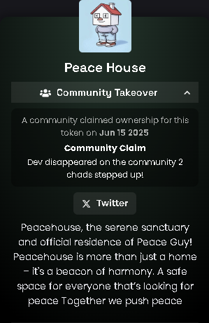 The_DexVault's tweet photo. Congrats #PeaceHouse on the CTO!
Thanks for using $Vault X #DexVault https://t.co/BkfZ7XY9ua