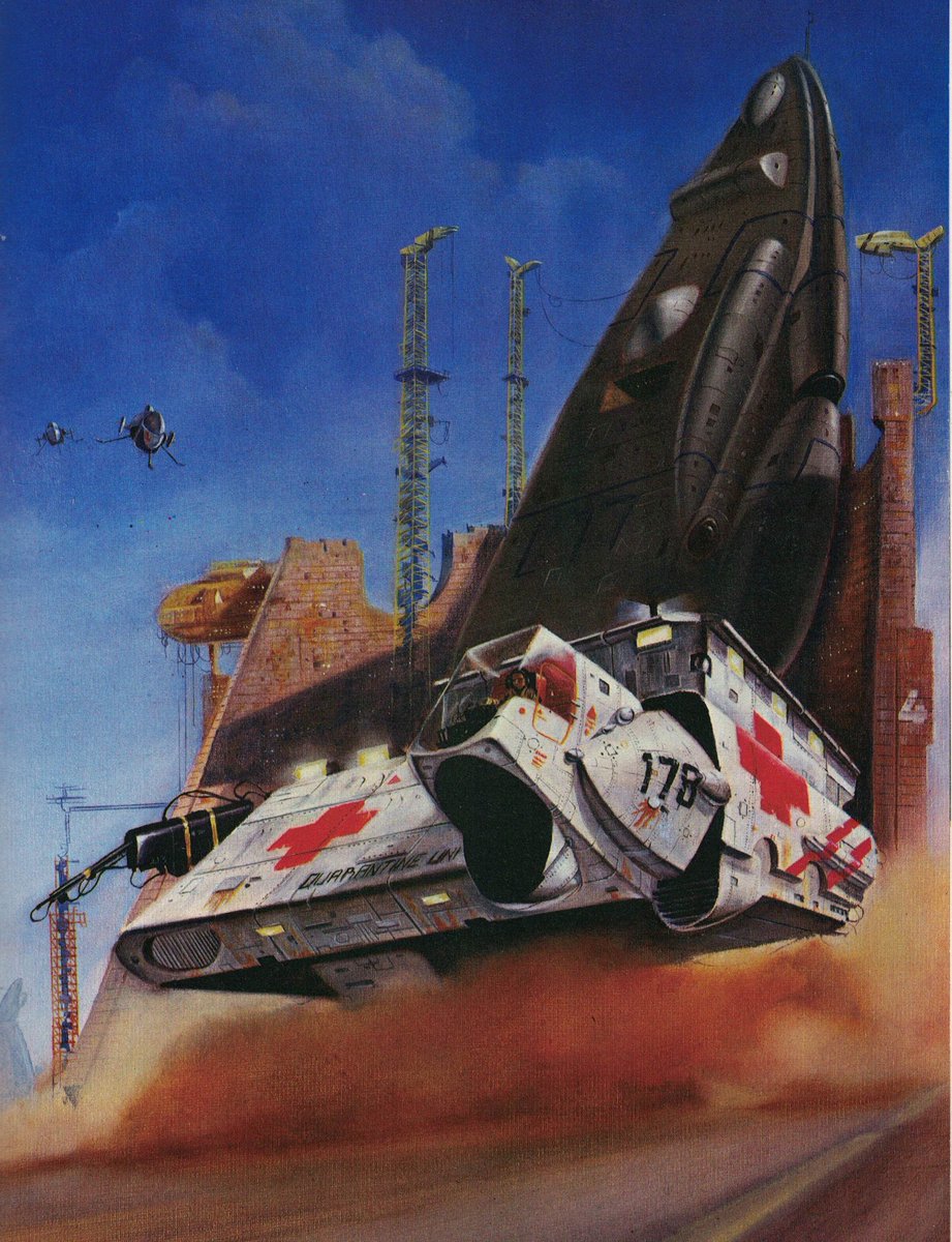 Last day to sign up for my art blog newsletter before the next issue's out, all about Space Hospitals! 70s-sci-fi-art.ghost.io/#/portal/signup

Here's a preview, featuring two John Harris works, Dean Ellis, and Fred Gambino