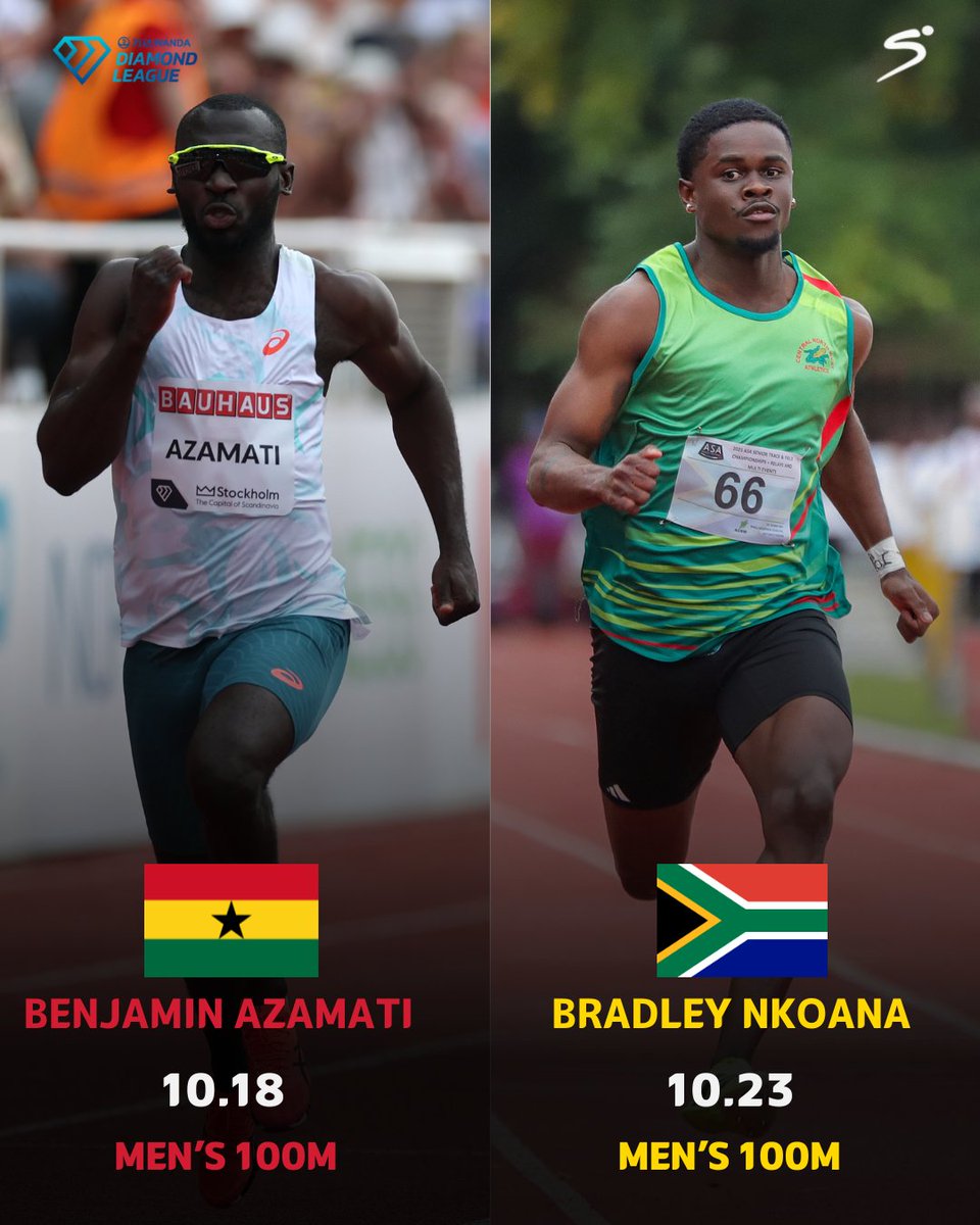 Benjamin Azamati 🤝 Bradley Nkoana

They finished 1st and 2nd in the Men’s 100m at the #StockholmDL 🔥