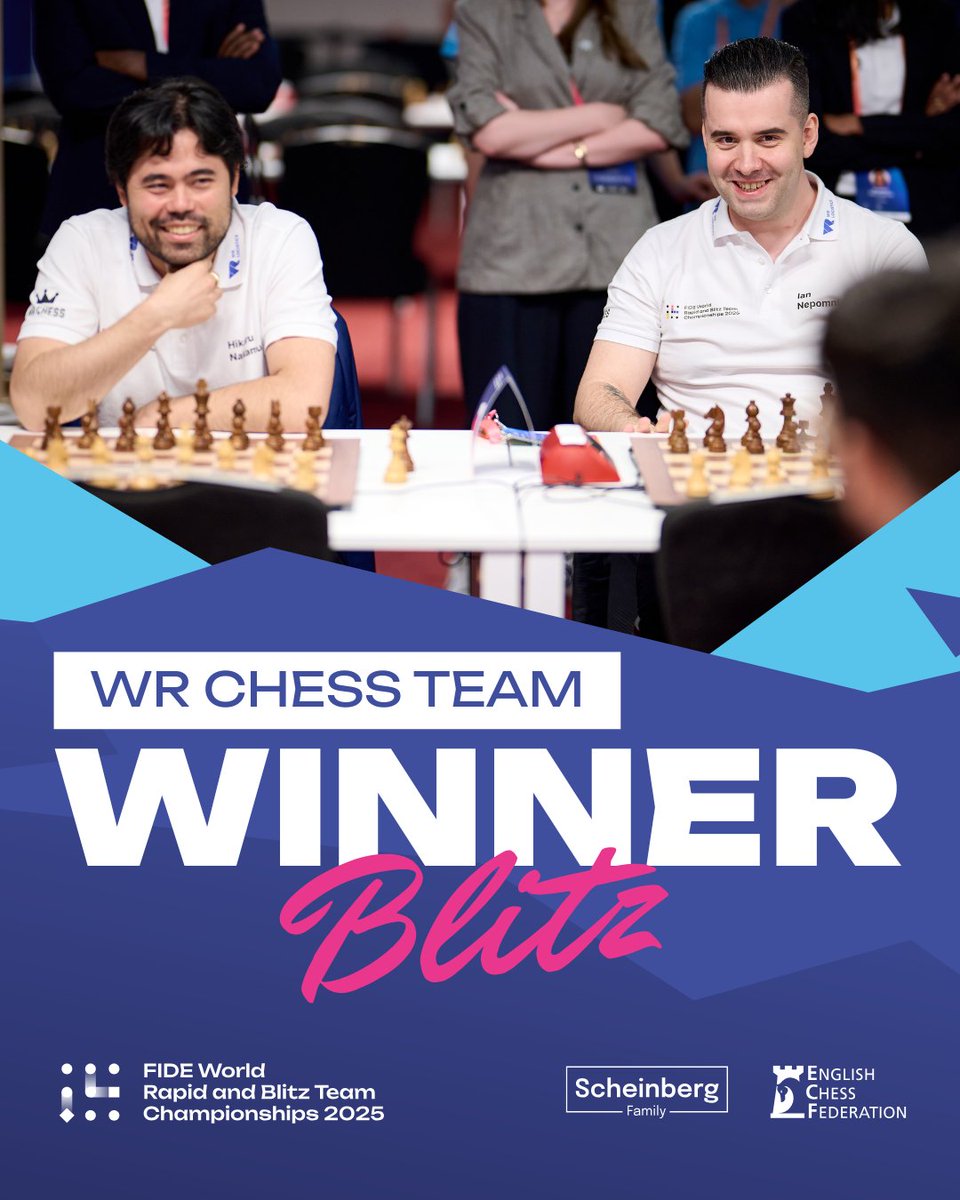 WR Chess Team wins the 2025 FIDE World Blitz Team Championship 🏆

#FIDERapidBlitzTeams