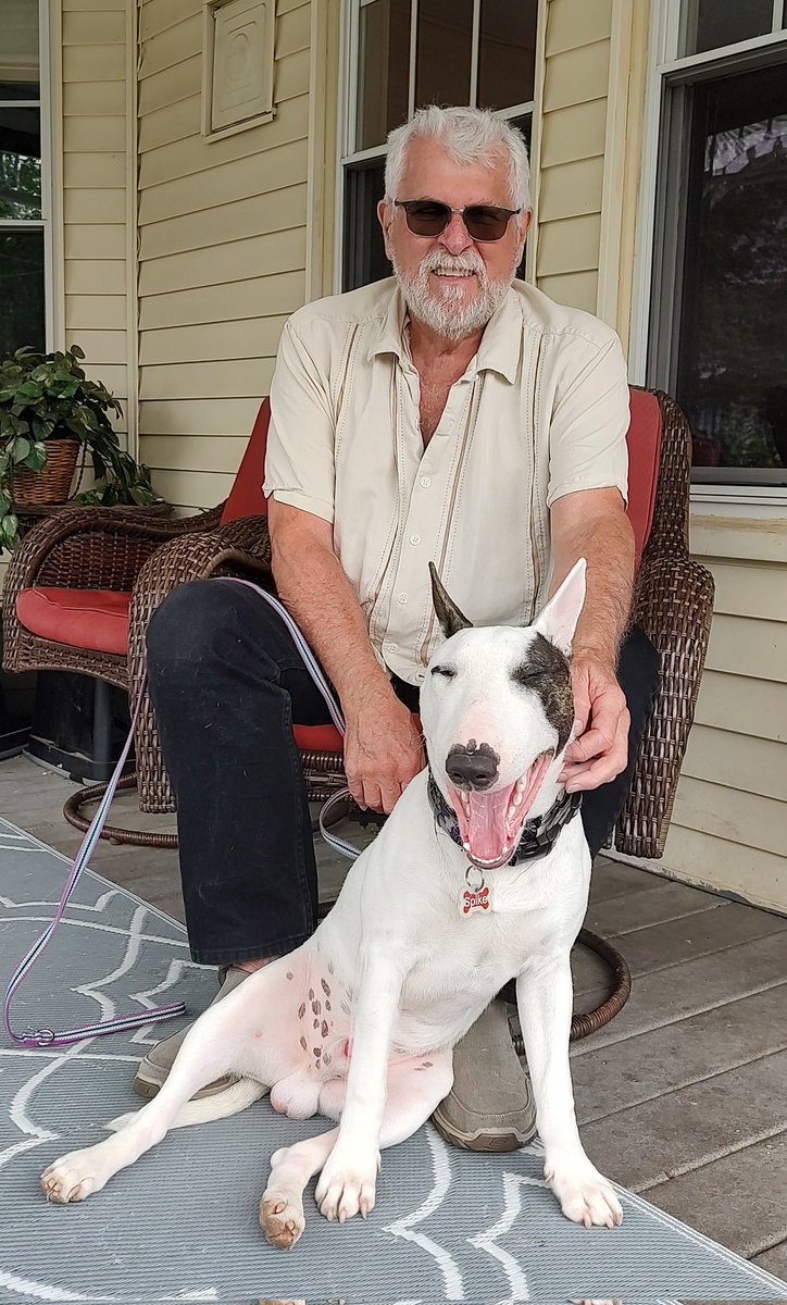 Happy #FathersDay2025 .  It's my 1st one and I'm so happy with my Dad.  We love each other, even when I'm a stinker 😊
#Spike #PuppyLove #Dogs #Dad #Love