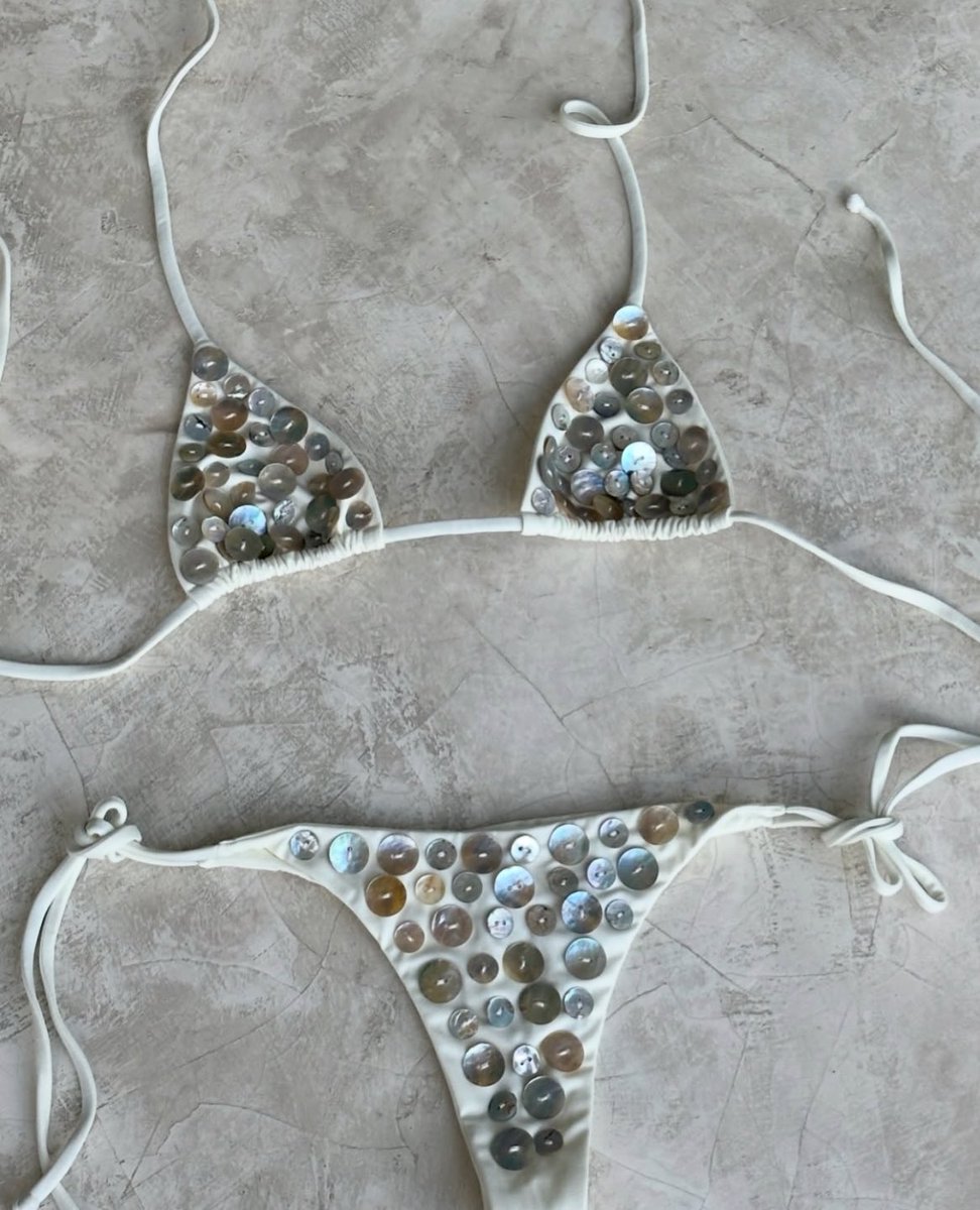 hand sewn ‘mother of pearl’ bikini from cielle